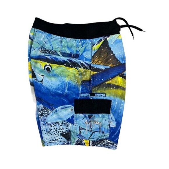 Afico Bluewater GUY HARVEY Swimwear  Mens Size 30  Fish Print Board Short Trunks - Picture 3 of 7